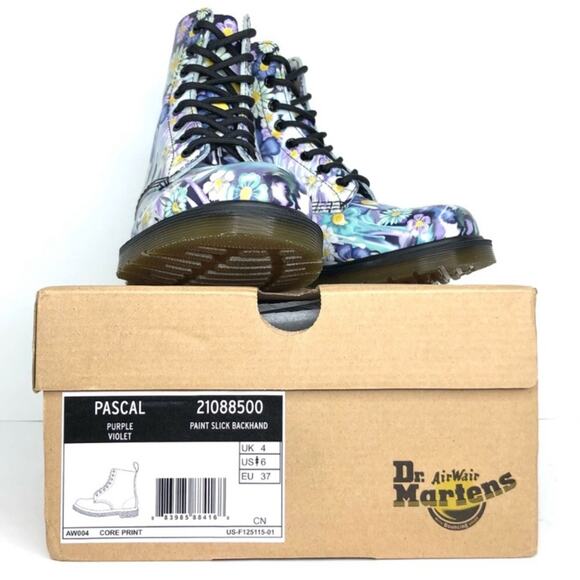 NIB Dr Martens 1460 Paint Slick Slime Floral Lace Up Ankle Boots Women’s 6 Shoes - Picture 12 of 13